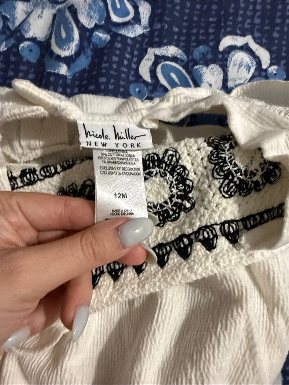 White Baby Romper with Black Crochet Detail